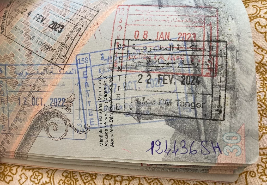 passport with Morocco stamp and entry number jpg